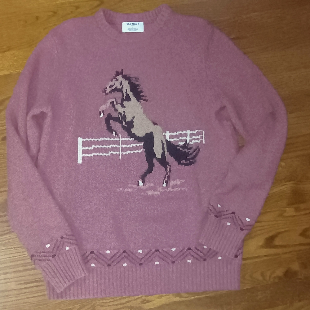 Old Navy Rose Sweater with Horse Design